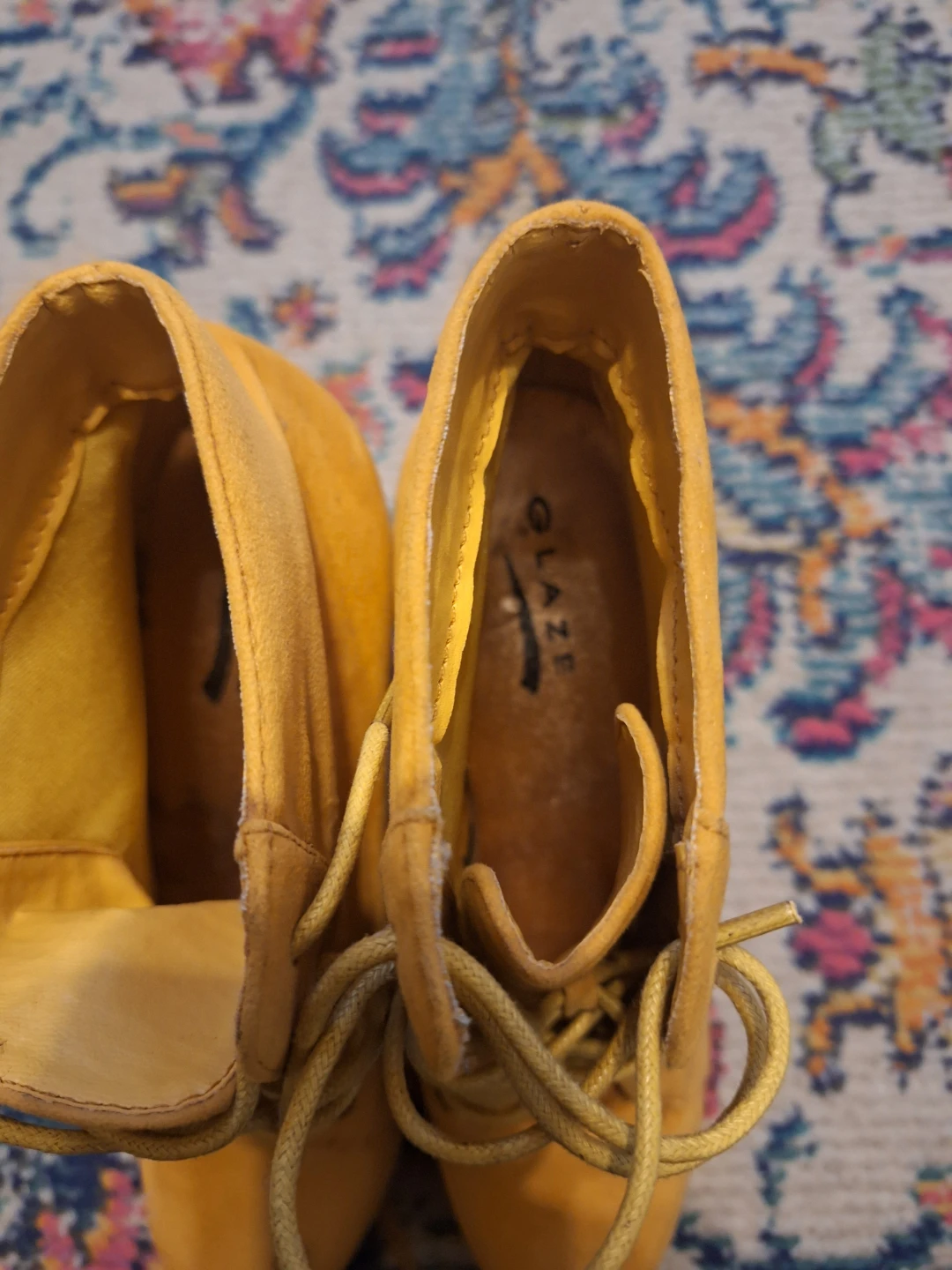 Size 7. Yellow Lace-Up Platform Boots - photo 2