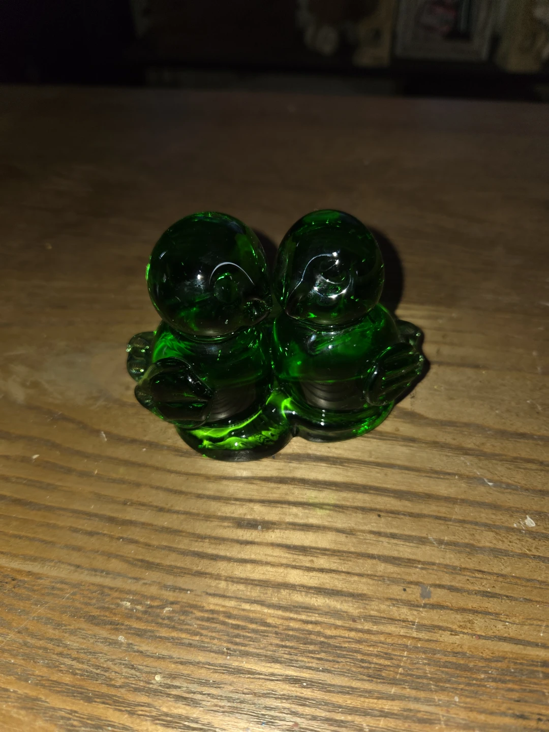 Vintage Green Glass Double Bird Figurine - Mid Century Lovebirds - photo 4
