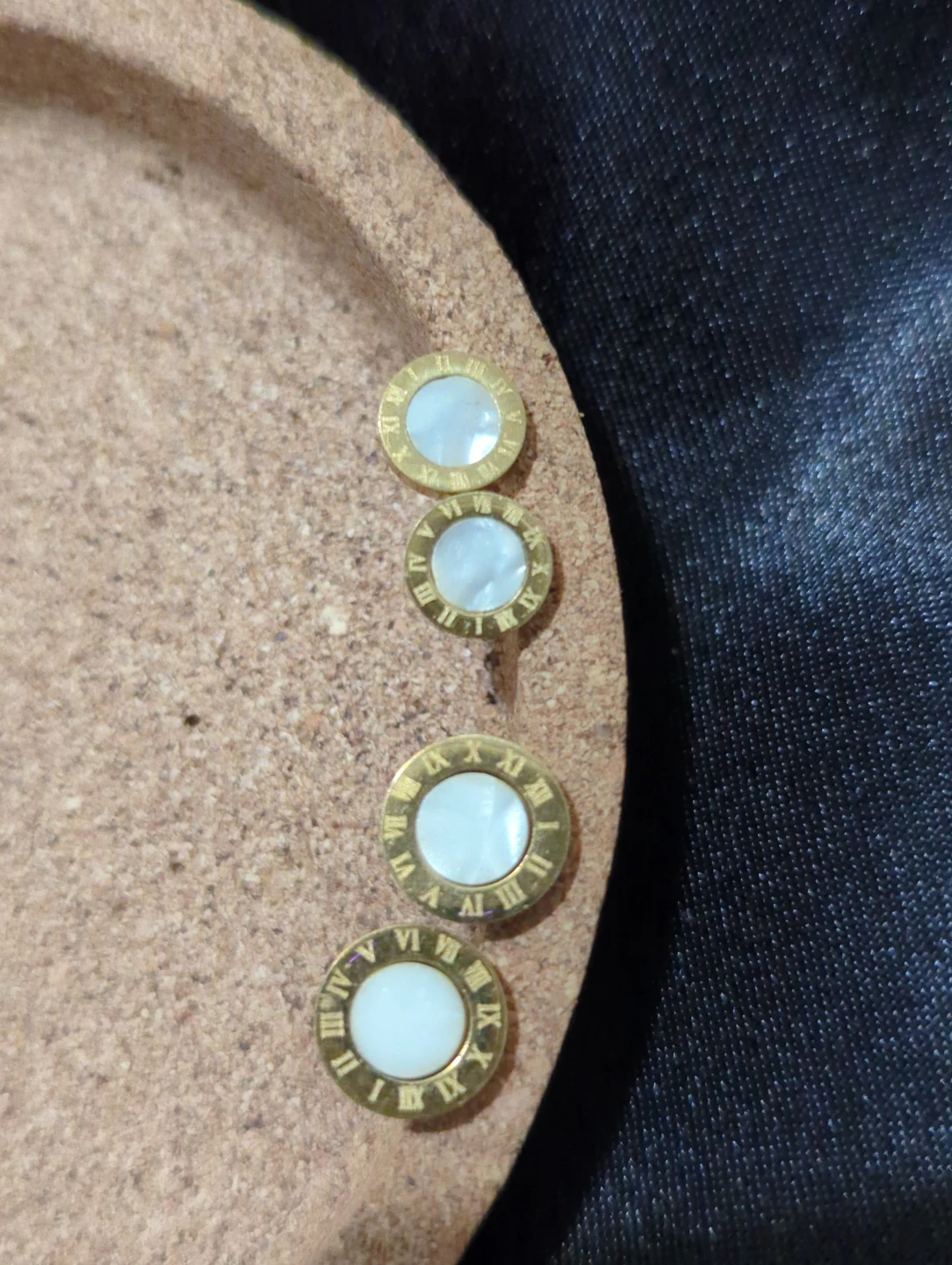2 Pairs  Roman Numeral Mother of Pearl Buttons