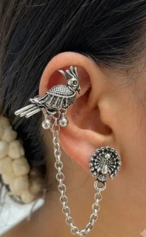 Oxidised Fashion Ear Cuff and Earring Set - photo 2