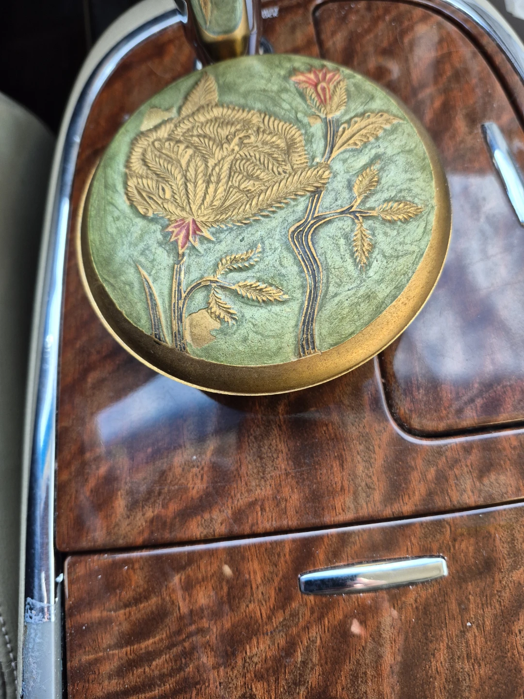 Vintage Floral Brass Trinket Box