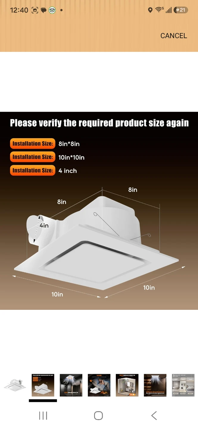 Orsong 110CFM Bathroom Exhaust Fan - photo 3