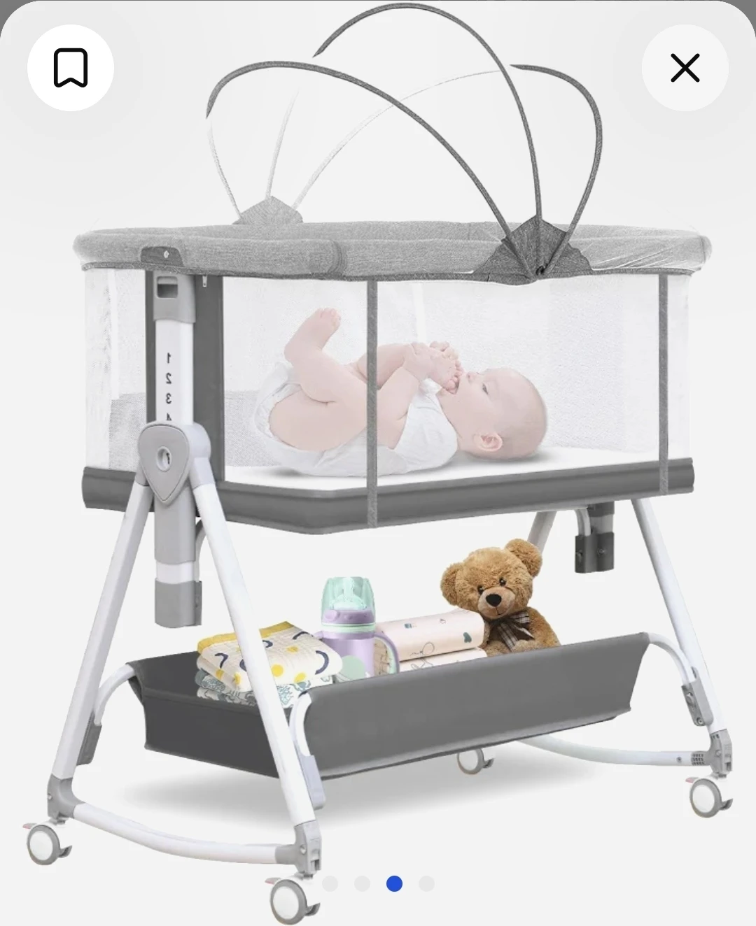 Baby Bassinet Bedside Sleeper - Grey