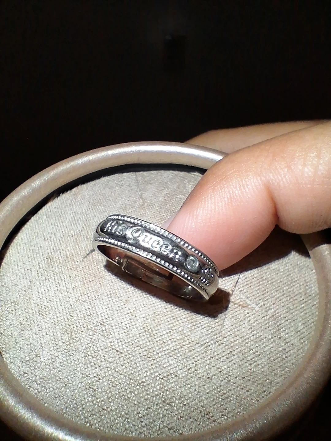His Queen silver-tone ring