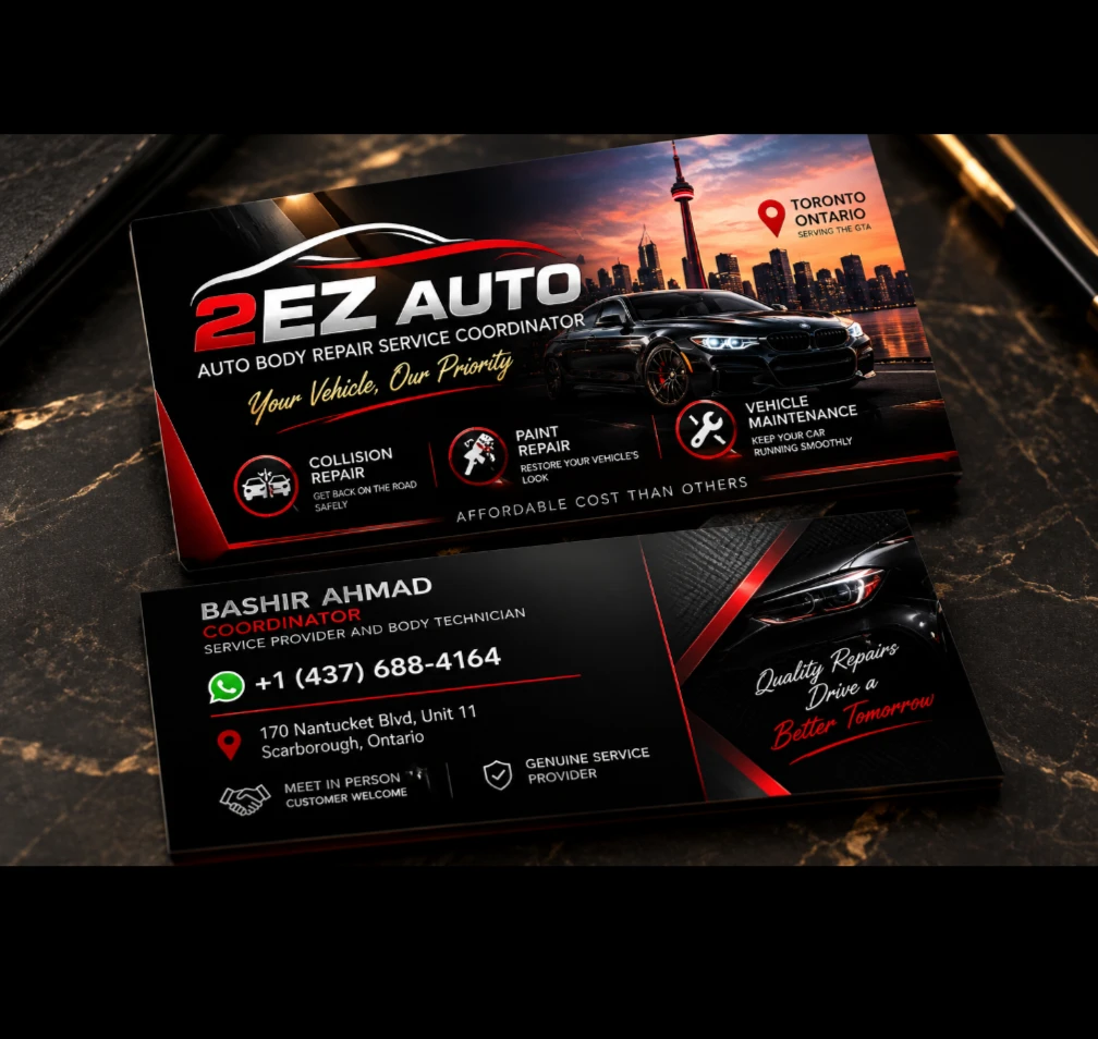2EZ Auto Body Repair Service Business Card