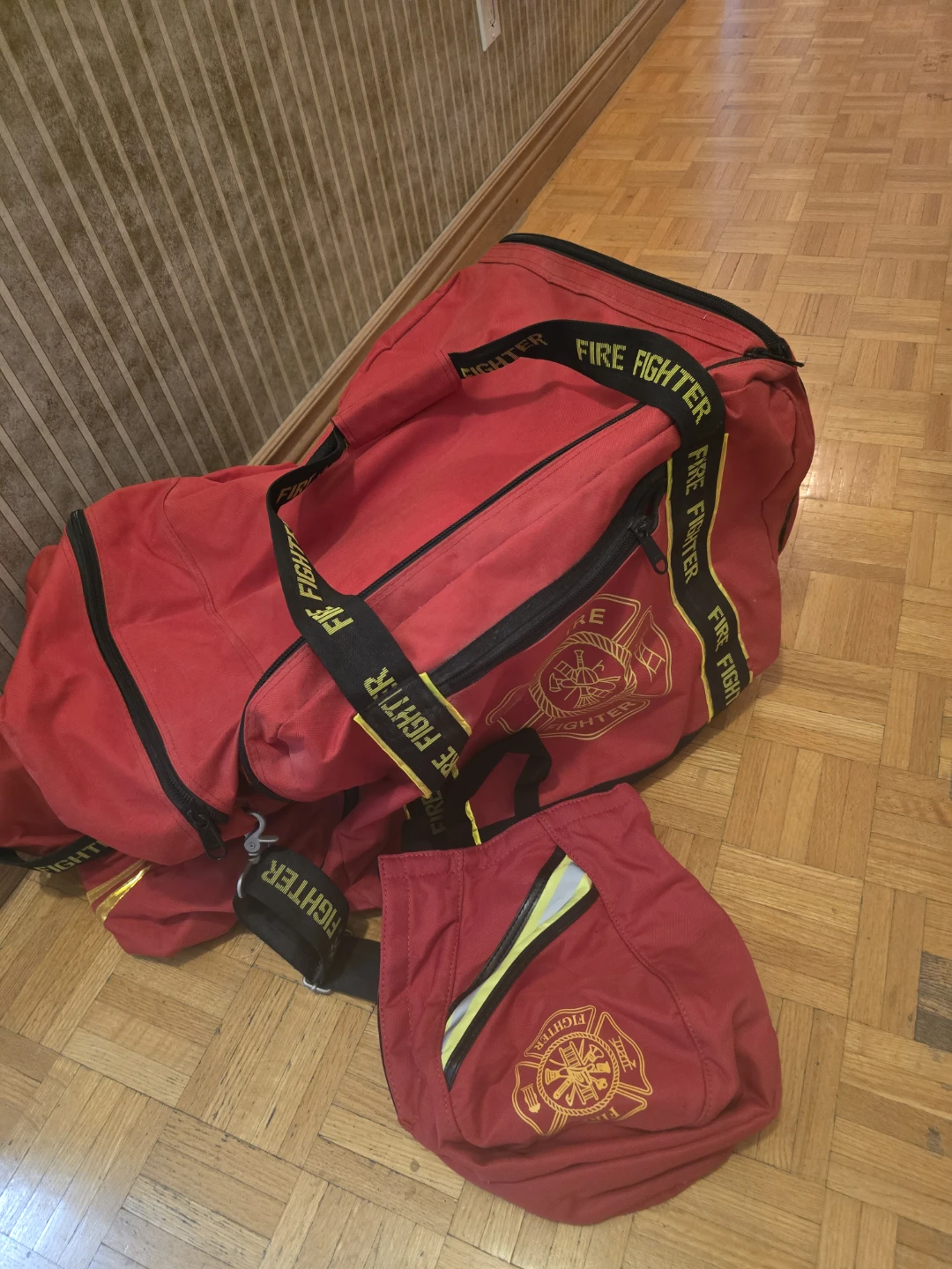 Heavy Duty Red Firefighter Duffel Bag + Accessory Bag