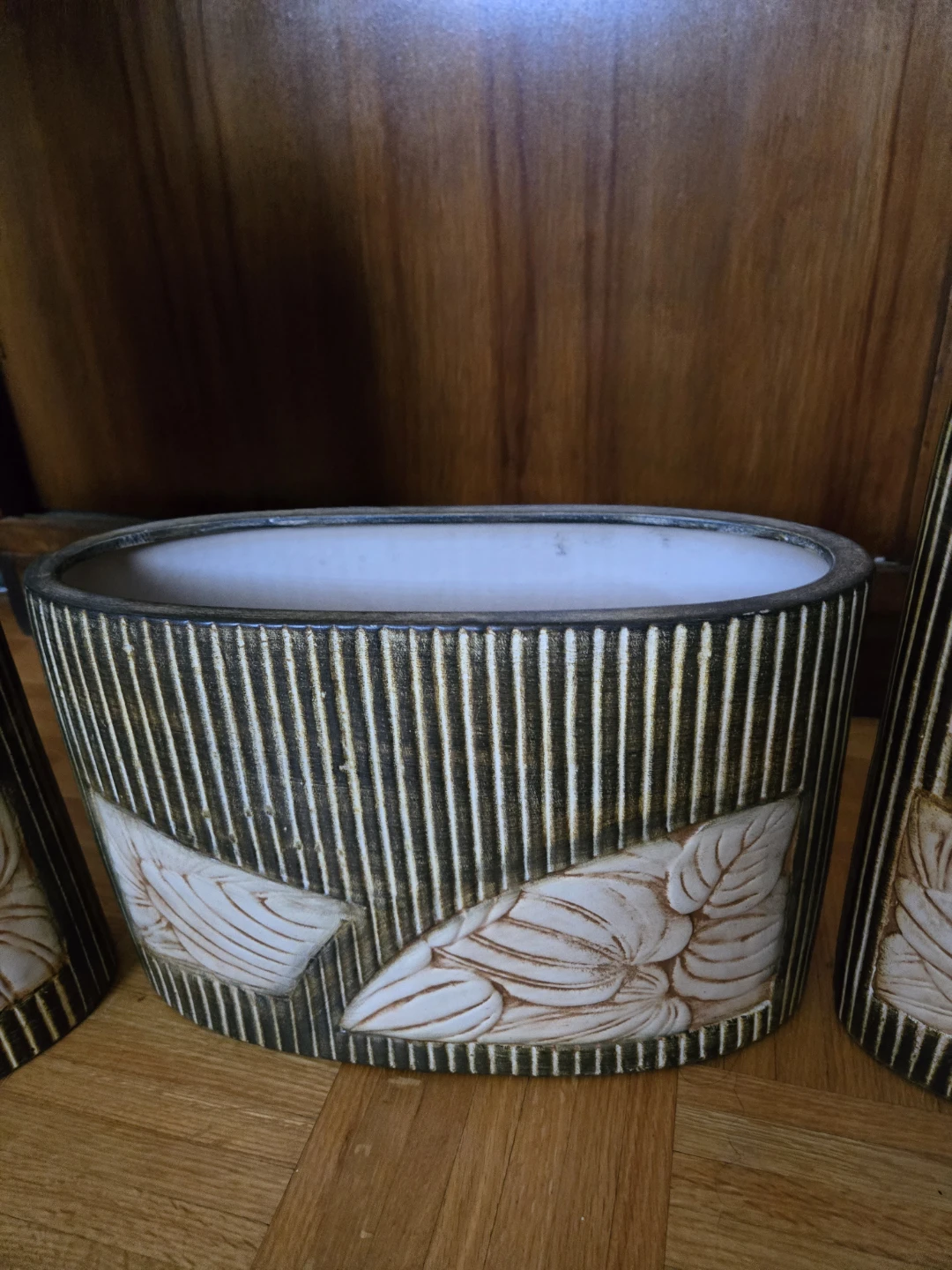 Set of 3 decorative oval ceramic planters - photo 3