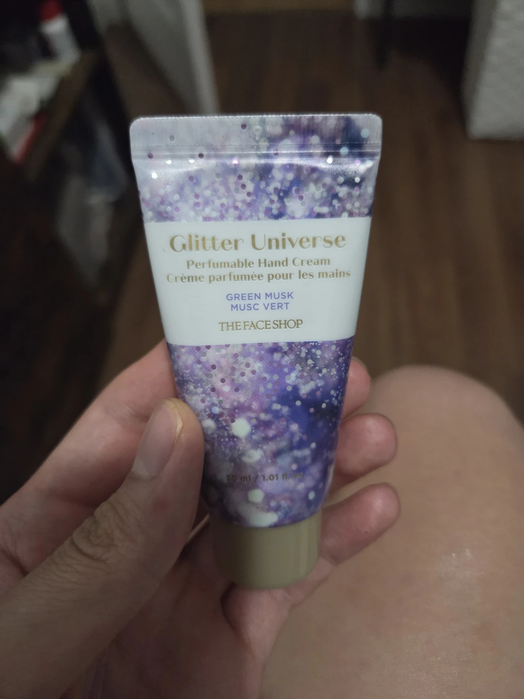 The Face Shop Glitter Universe Hand Cream Green Musk