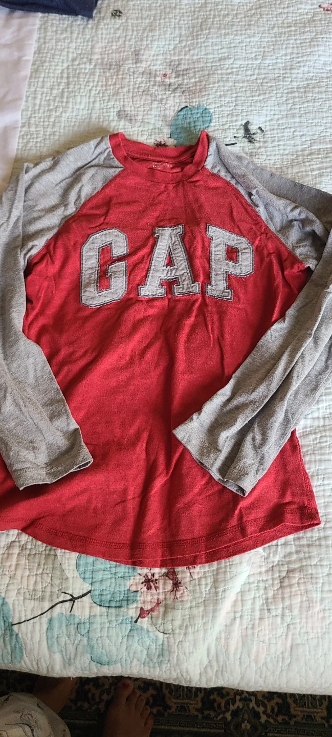 Gap Kids Red and Grey Raglan Shirt