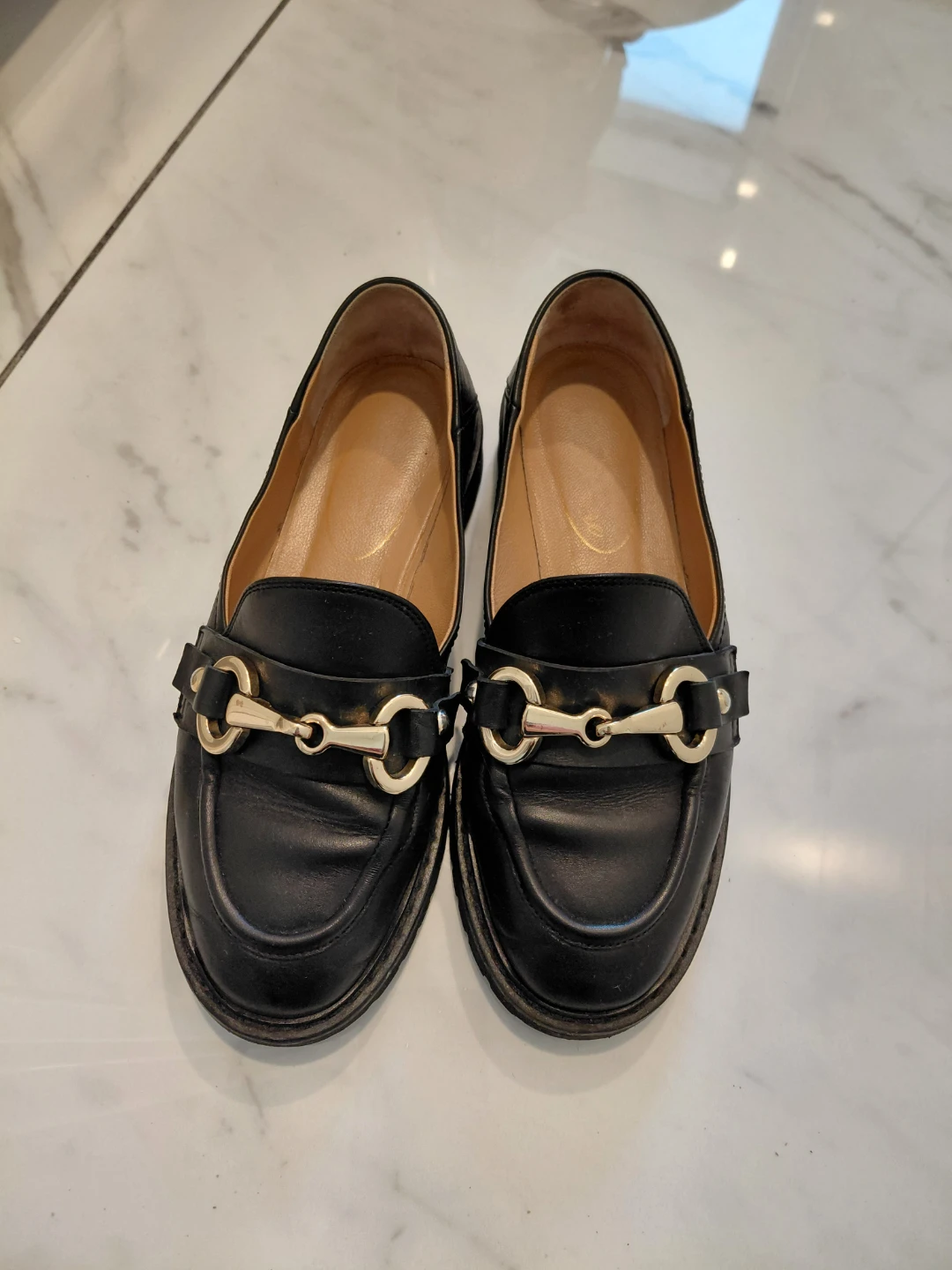 Browns Black Leather Chunky Loafers