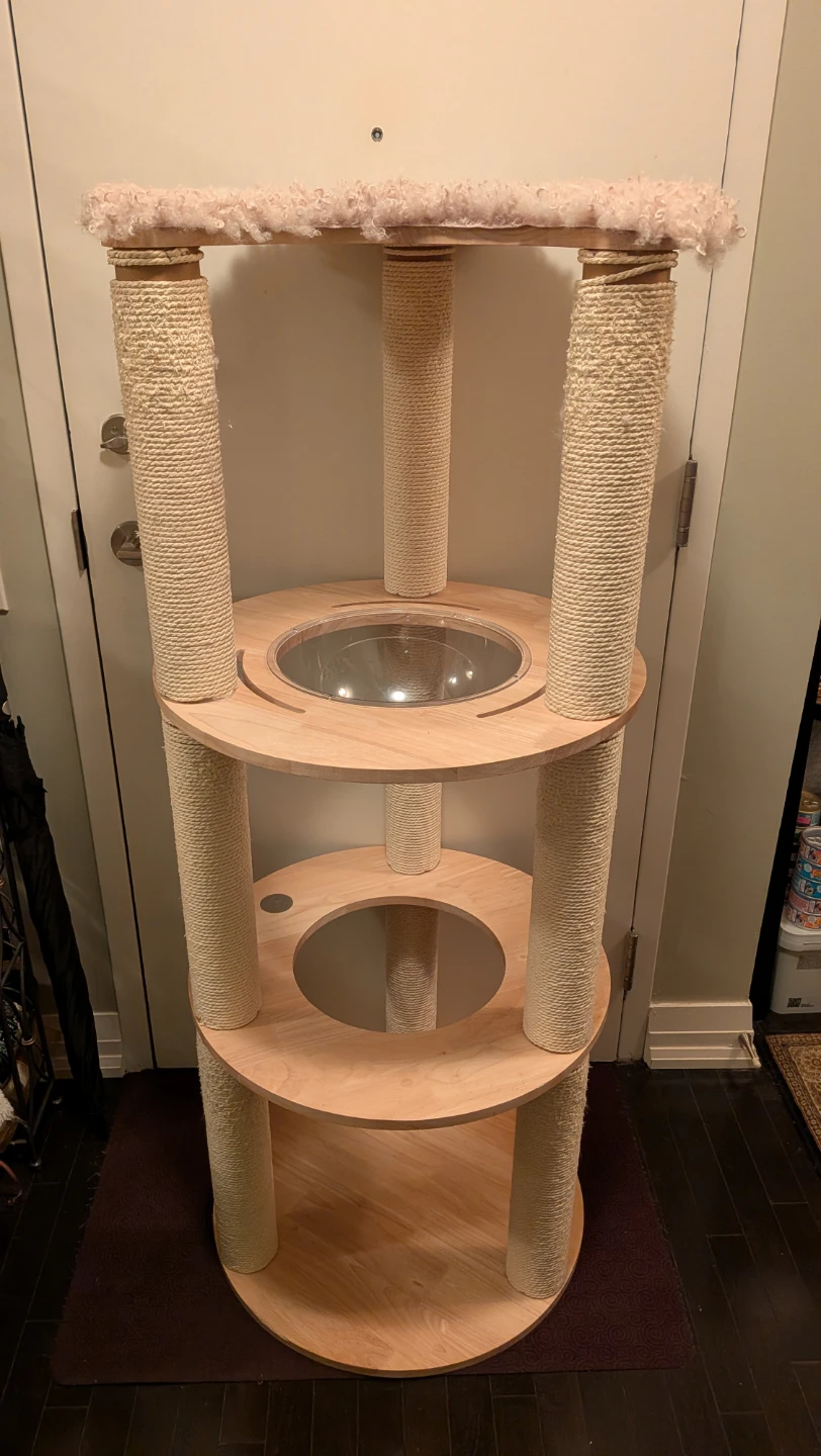 PP-PET Wooden Cat Tree, Scratching Posts, Food, Toys - photo 2