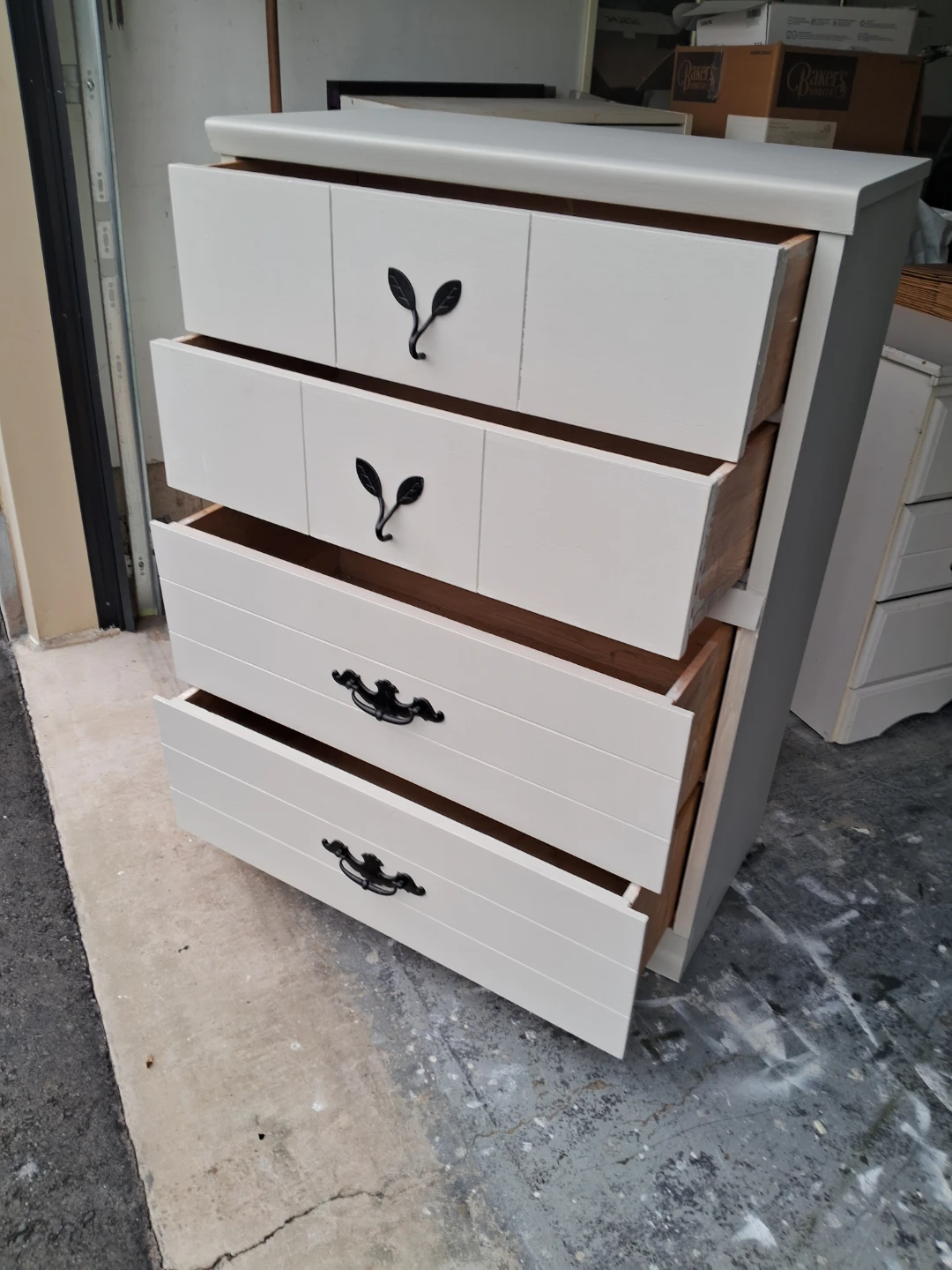 Light Grey Painted Dresser with Leaf Pulls - photo 2