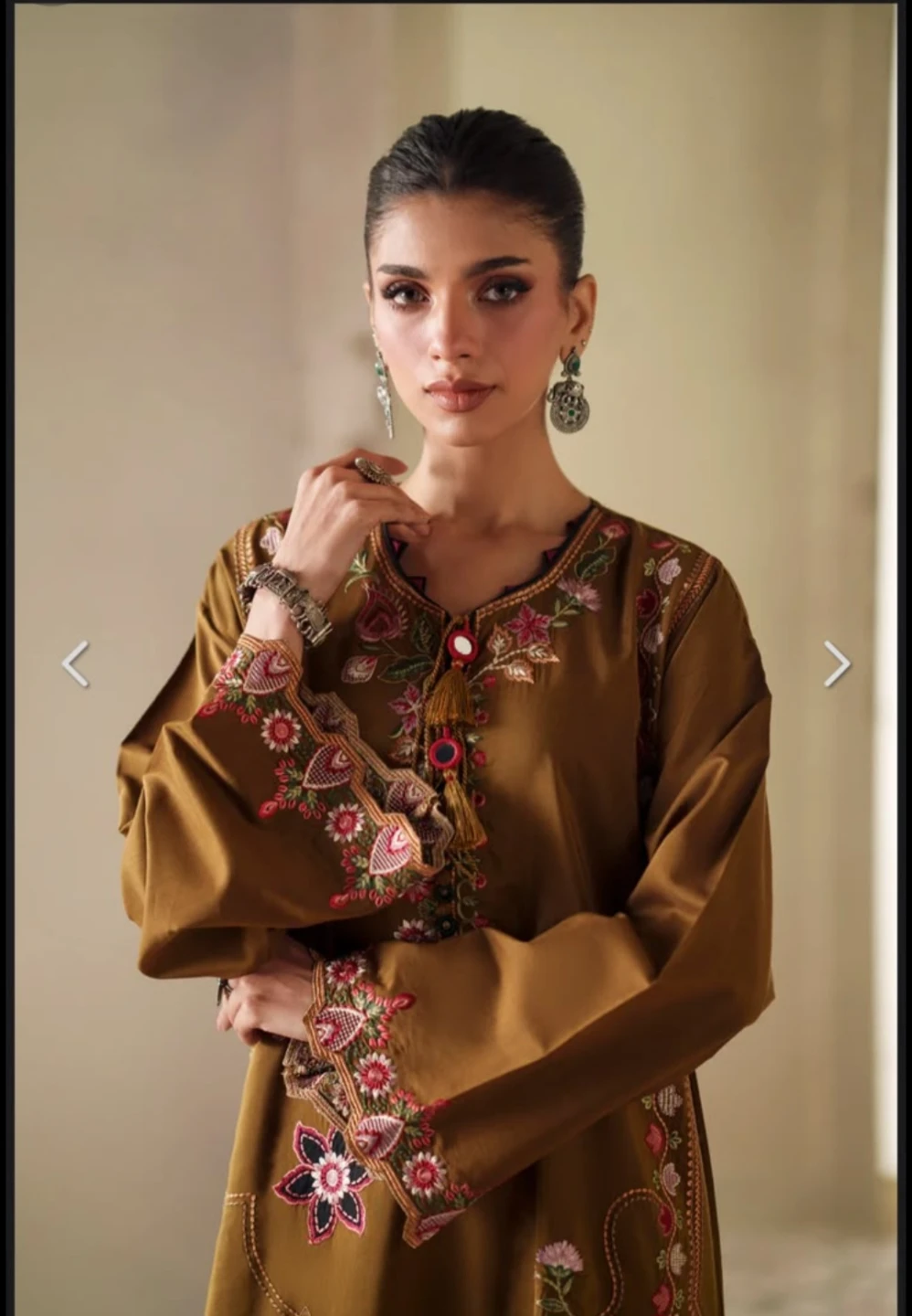 Embroidered Brown Kurta Tunic - photo 2