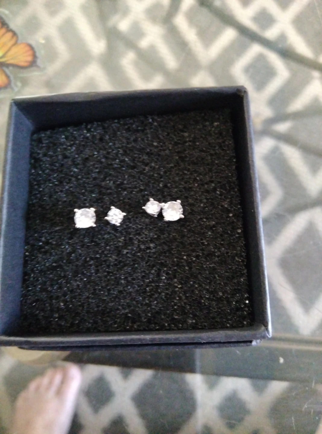 Two Pairs of Round Sterling Silver Stud Earrings