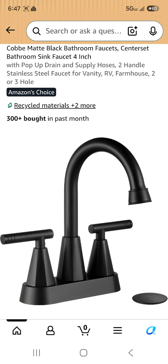 Cobbe Matte Black 4-Inch Centerset Bathroom Faucet
