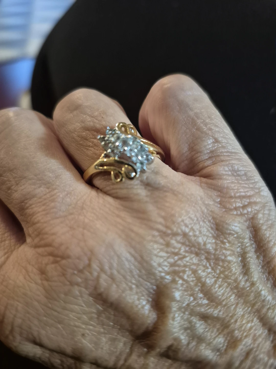 Gold-tone ring with clear stones - photo 2