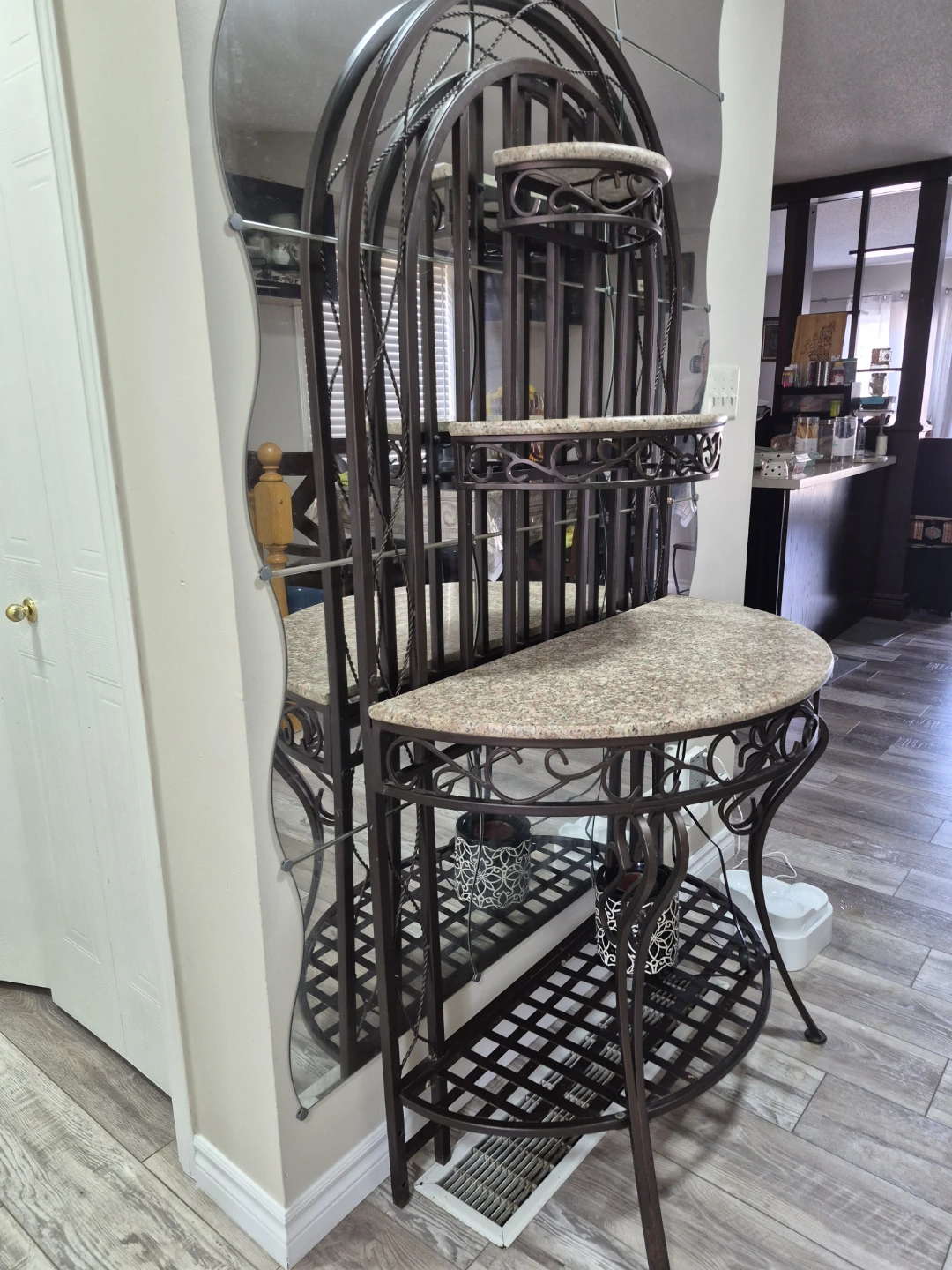 Metal and Stone Bakers Rack