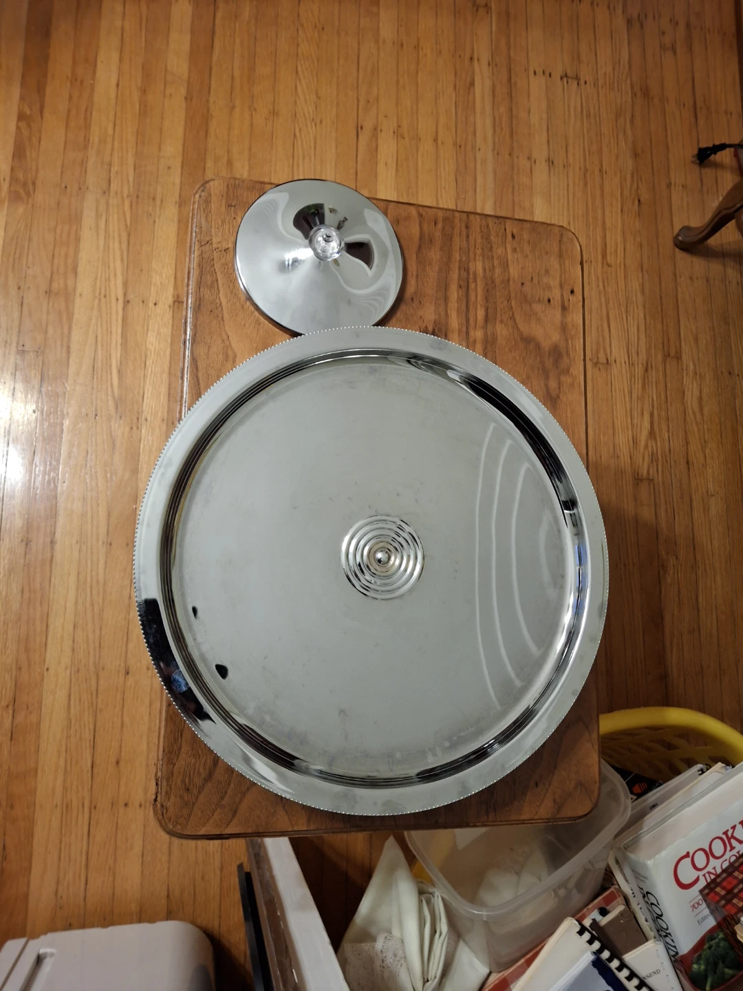 Vintage Chrome and Glass Lazy Susan Serving Tray - photo 3