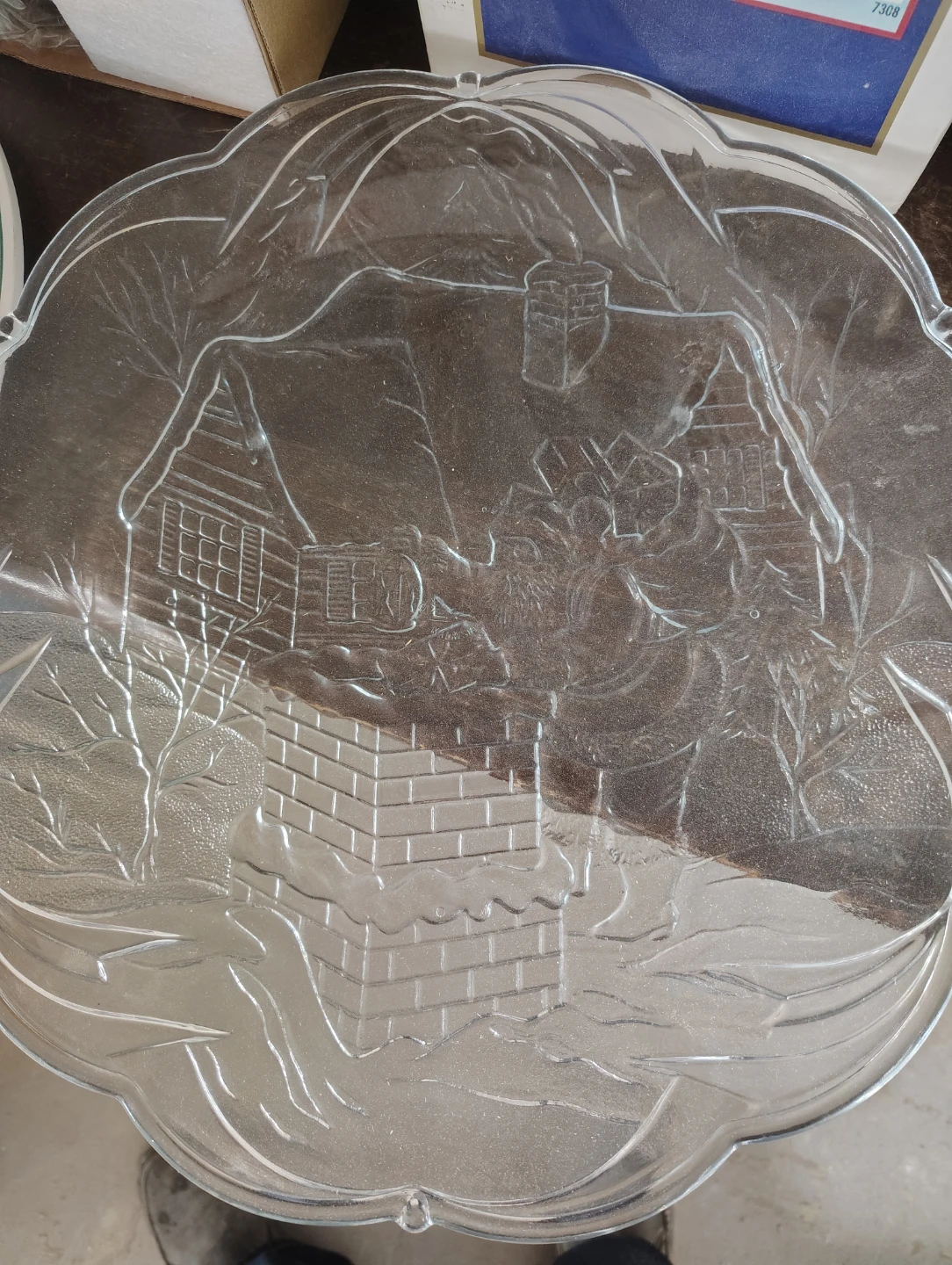 Clear Glass Christmas Serving Platter - photo 2