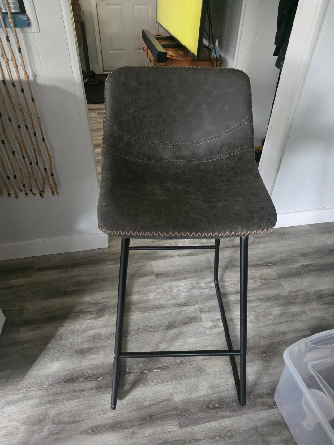 4 Dark Grey Faux Leather Bar Stools