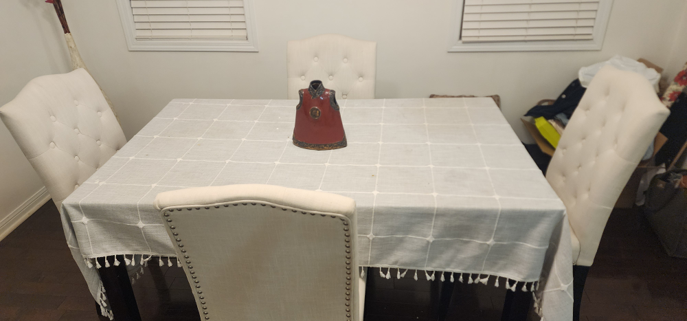 Wooden Dining Table Set of 4  Dining Chairs and Table Cloth