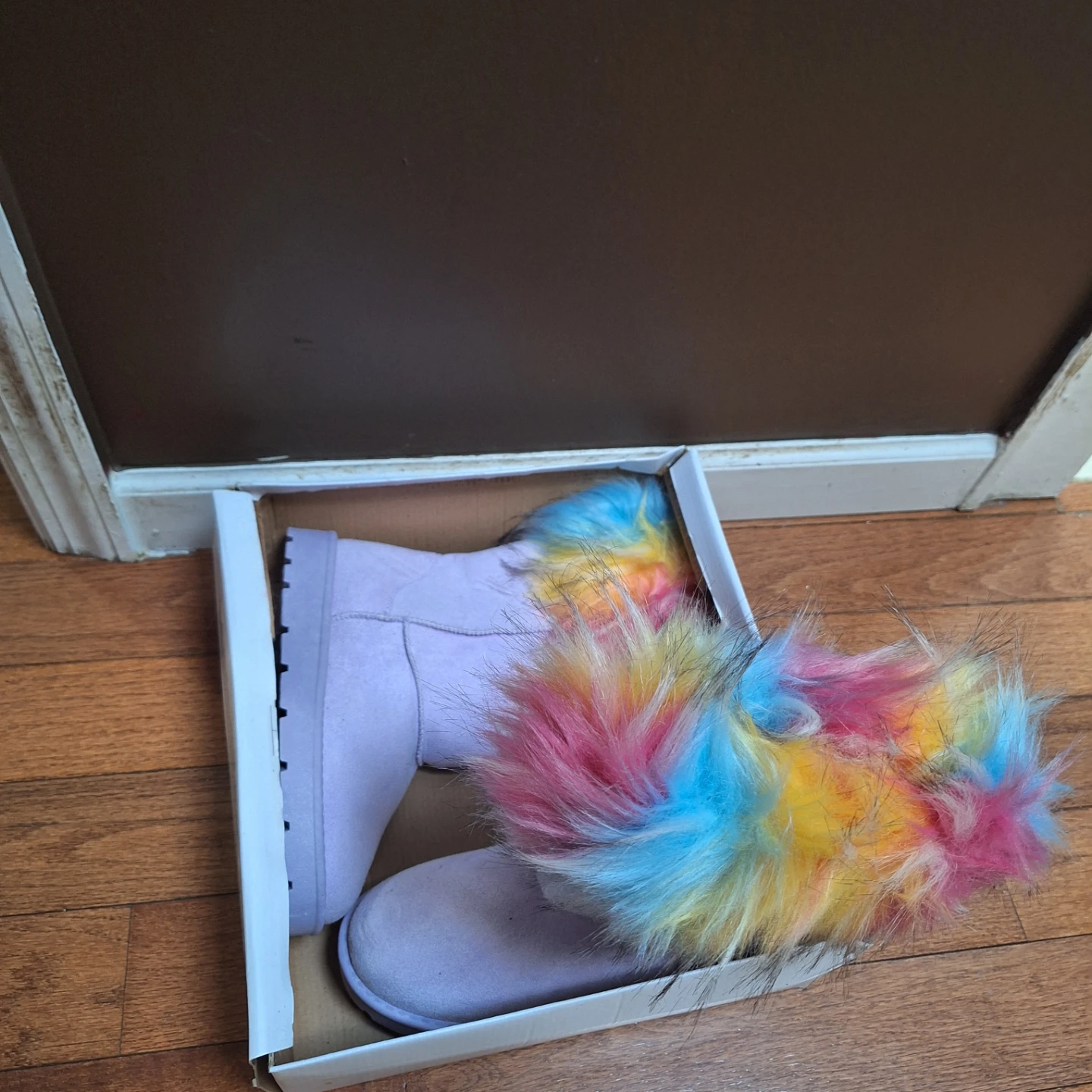 Lilac Faux Fur Trim Boots - Size 8 - photo 2