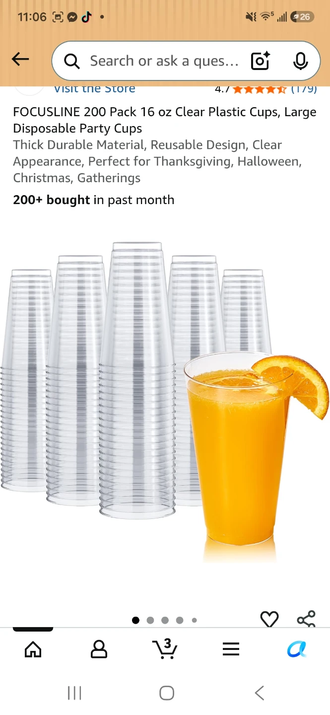 FOCUSLINE 200 Pack 16 oz Clear Plastic Cups