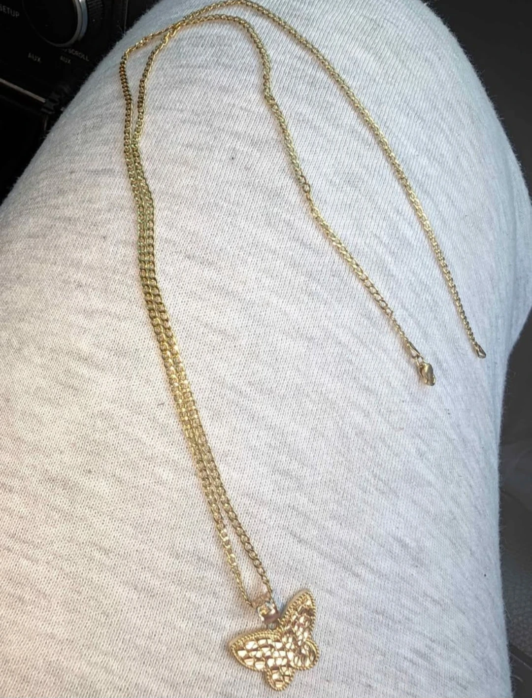 Solid gold Butterfly nugget pendant & chain.