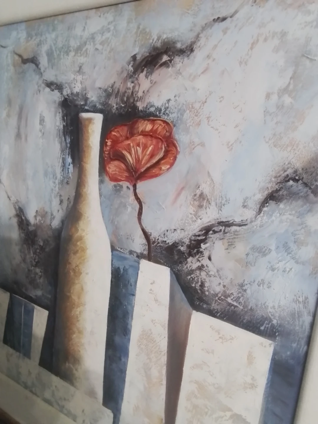 MCM Abstract Still Life Oil Painting – Signed T. Santana - photo 3