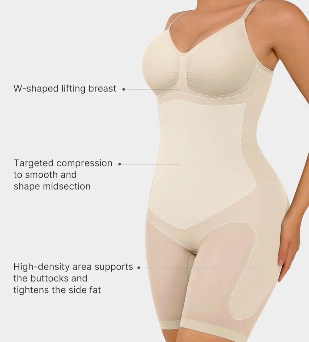 New Beige Full Body Shapewear XXS-XS Woman's - photo 3