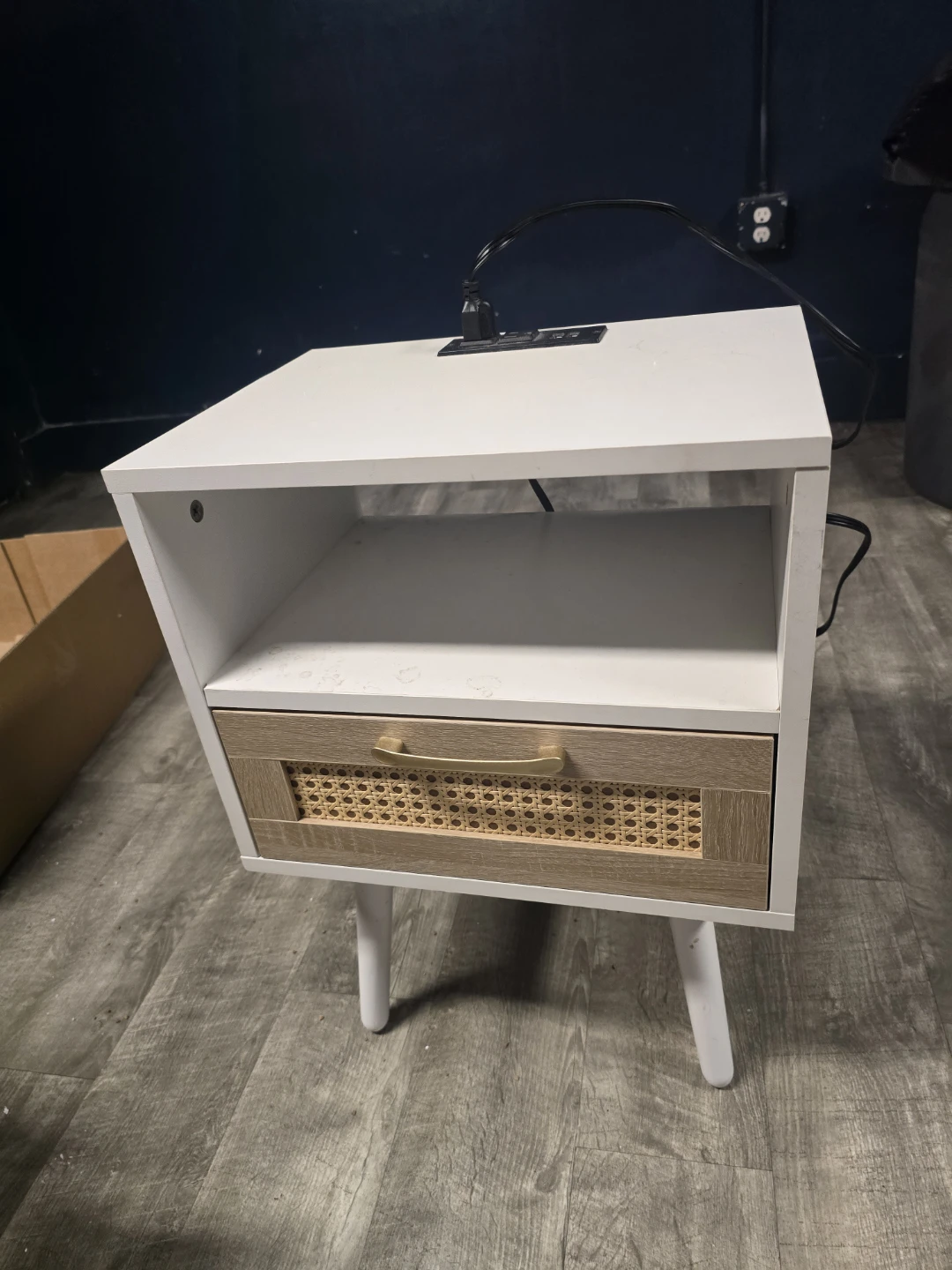 Rattan Nightstand with Built-in Power Outlet - photo 2