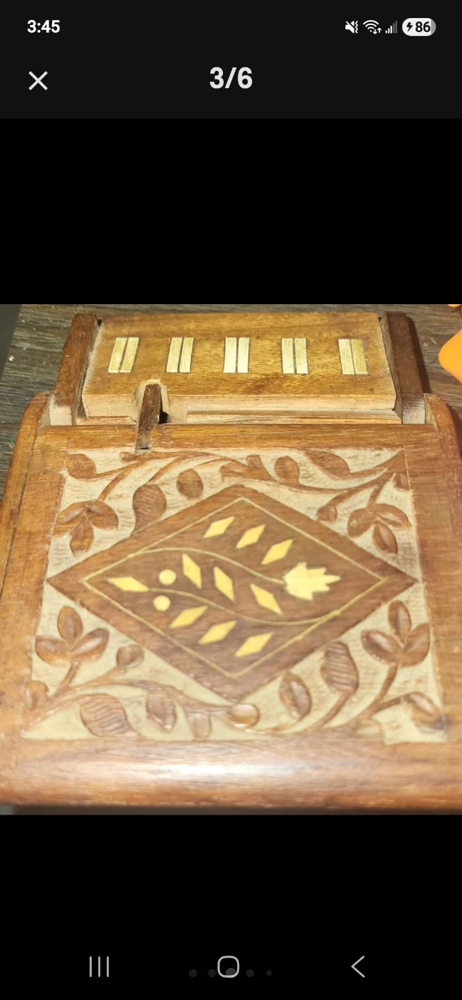 Vintage Hand-Carved Wooden Decorative Box - photo 2