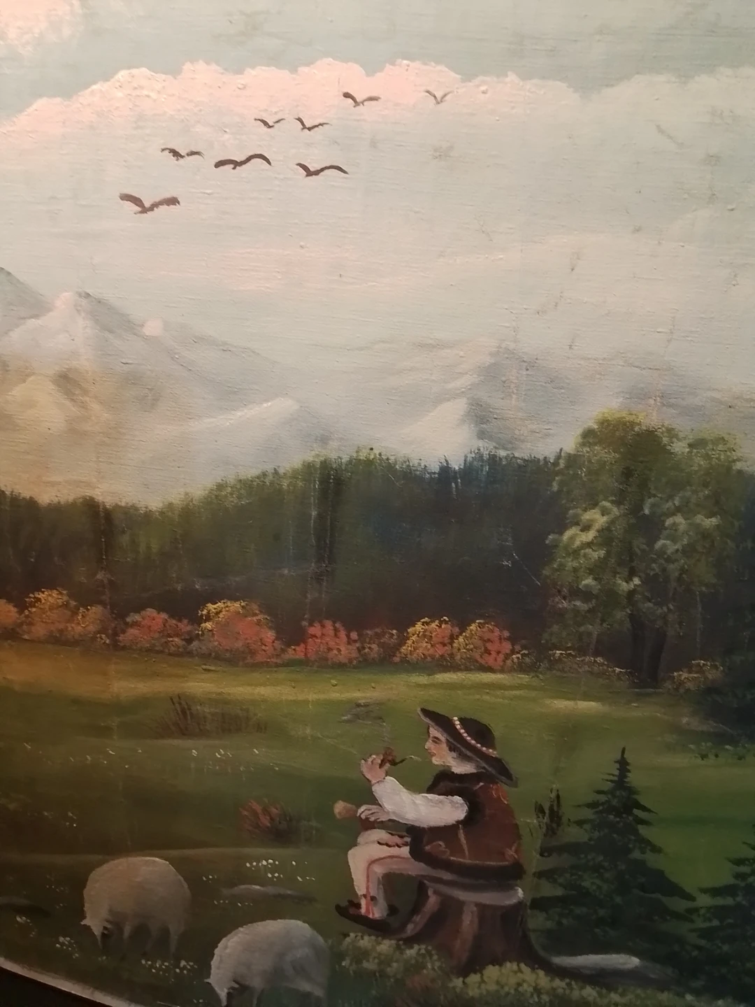 Fine Vintage European Folk Art Oil on Canvas - photo 3