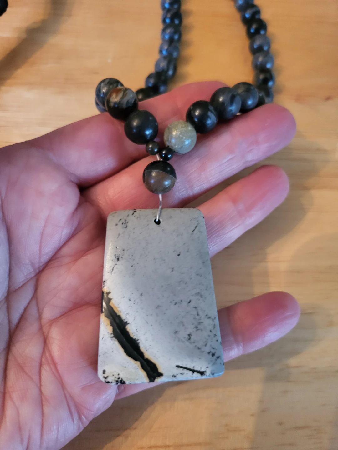 Three handcrafted stone and bead necklaces - photo 4