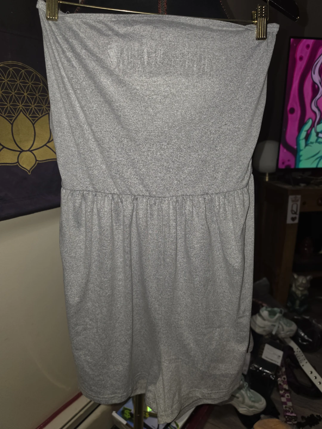 Grey Strapless Romper