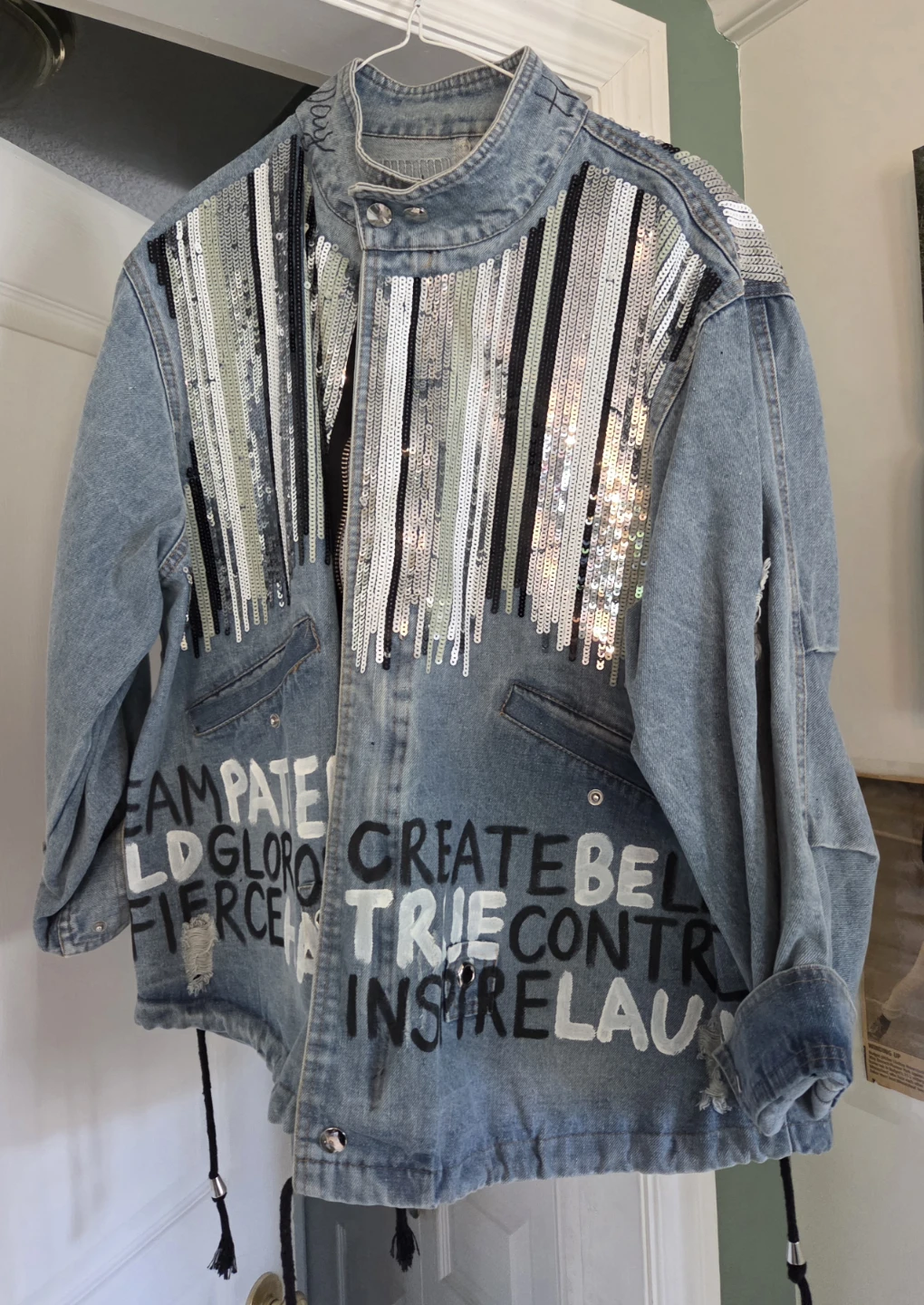 Wren + Glory Sequin Denim Jacket