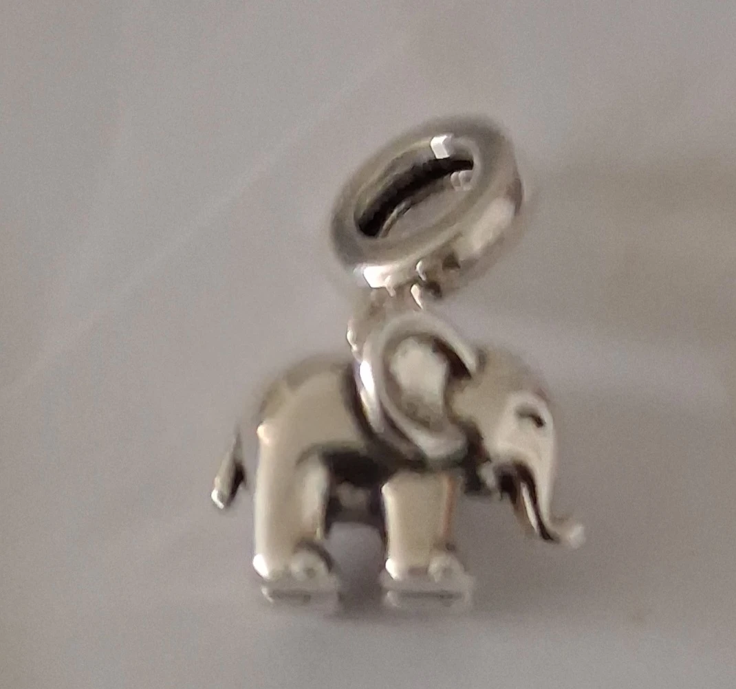 Silver Elephant and Pink Glass Charms - photo 4