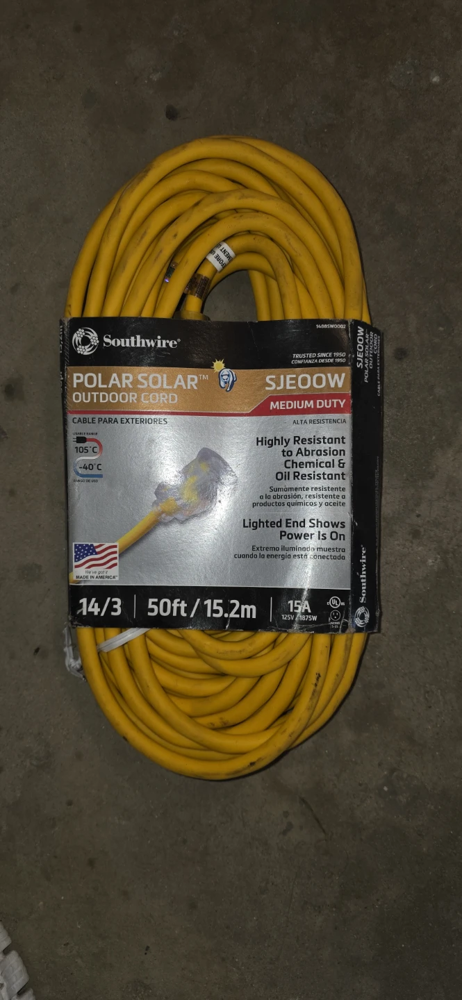 Southwire 50ft Polar Solar Outdoor Extension Cord
