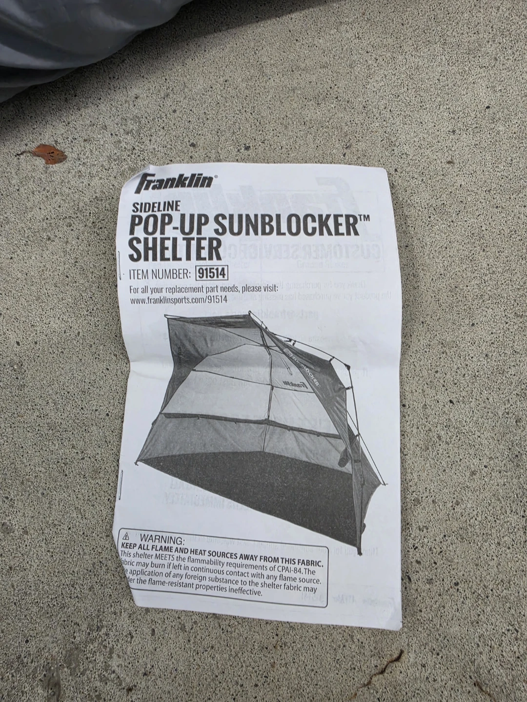 Franklin Sideline Pop-Up Sunblocker Shelter