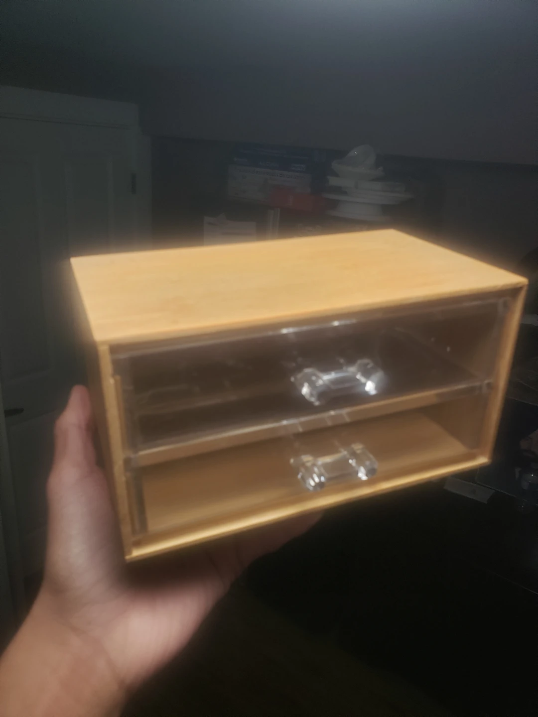 Bamboo Desktop Organizer with 2 Acrylic Drawers - photo 2