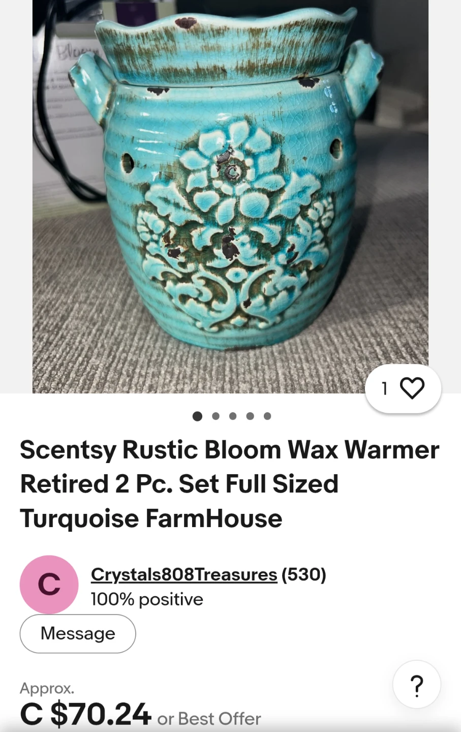 Scentsy Rustic Bloom Wax Warmer 2-Piece Set - photo 4