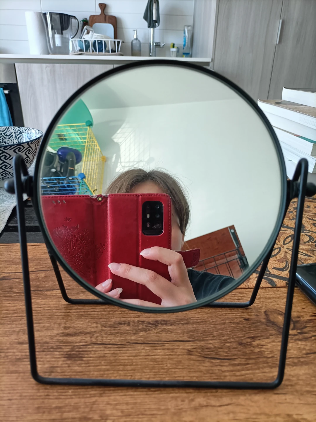 H&M Home Black Round Tabletop Mirror