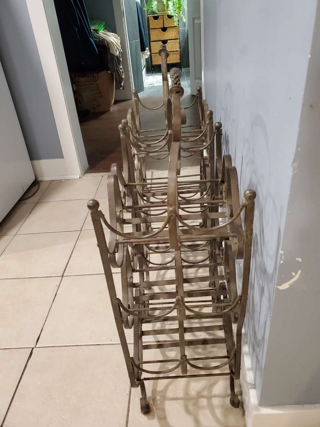 Antique Set of Two Ornate Metal Wine Racks - photo 3