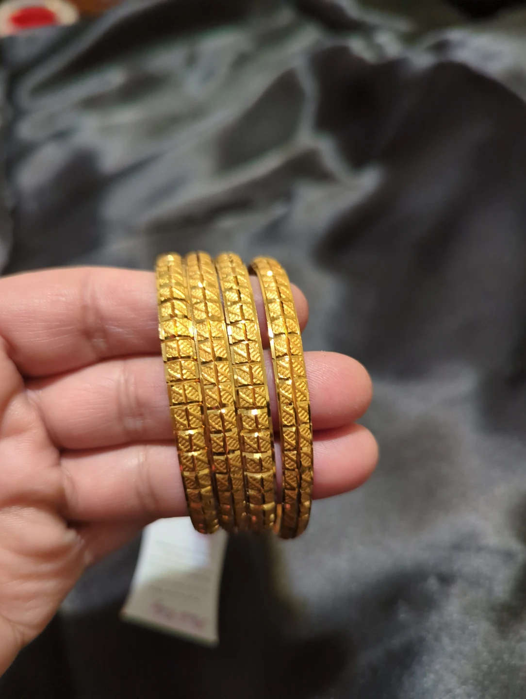 Set of 4 Gold-Tone Textured Bangles - photo 2