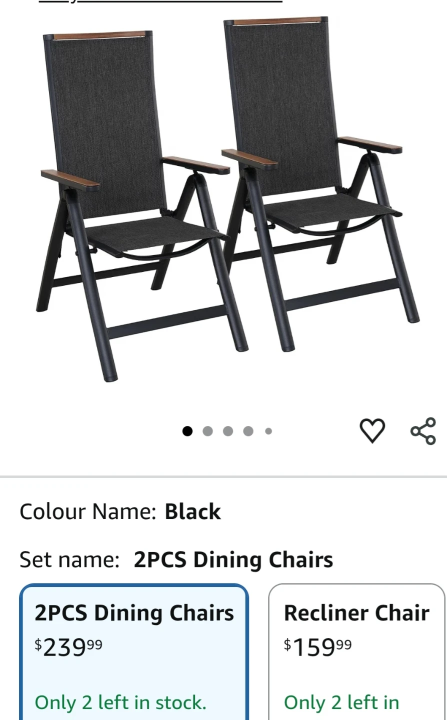 2PCS Folding Chairs - Black