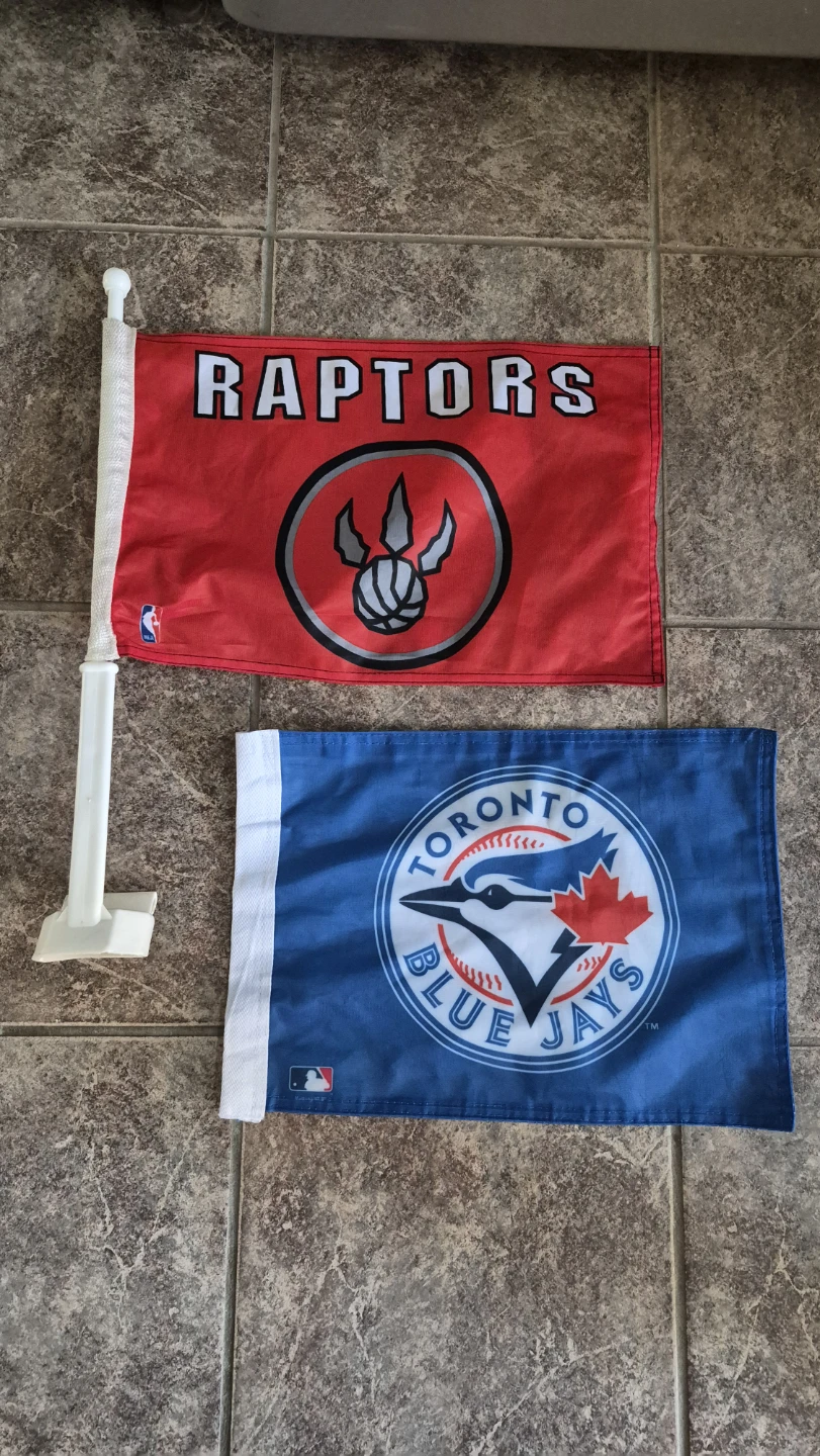 Toronto Blue Jays and Raptors Car Flags
