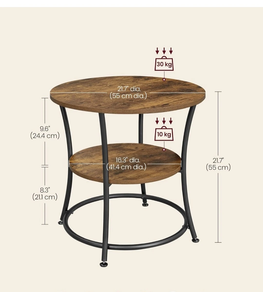VASAGLE Round Side Table - photo 2