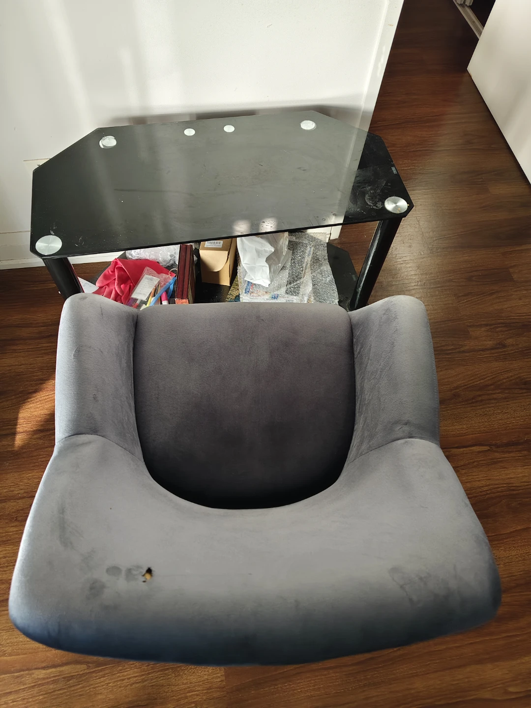 Grey Velvet Accent Chair