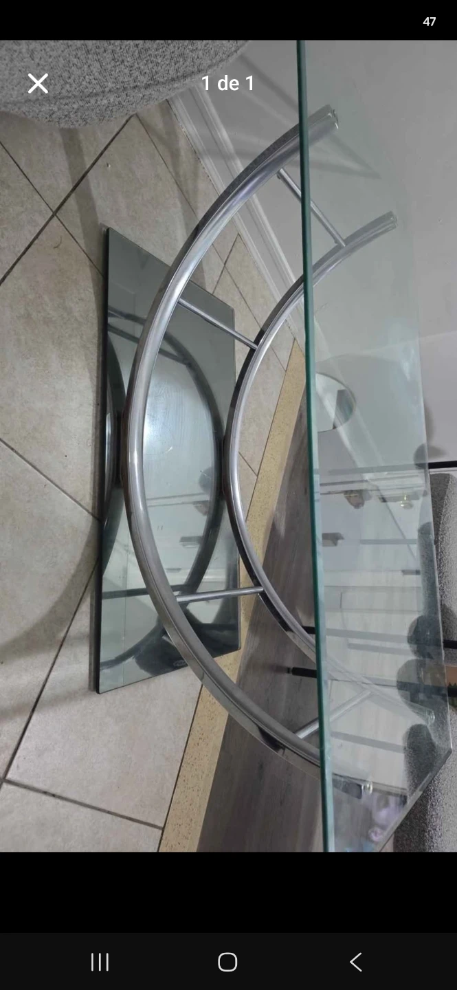 Modern Glass and Metal Half-Moon Console Table - photo 2