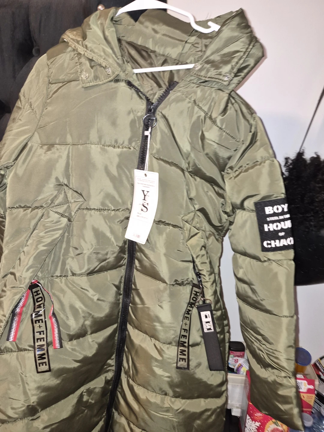 Homme + Femme Olive Puffer Jacket - photo 3